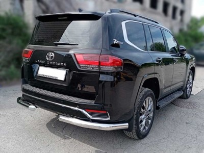 Защита заднего  бампера  "уголки" d-76 для Toyota Land Cruiser 300 70TH ANNIVERSARY 2021–н.в.