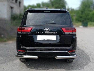 Защита заднего  бампера  "уголки" d-76 для Toyota Land Cruiser 300 70TH ANNIVERSARY 2021–н.в.
