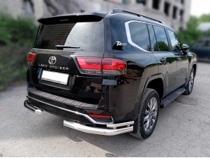 Защита заднего  бампера  "уголки" d-76+43 для Toyota Land Cruiser 300 70TH ANNIVERSARY 2021–н.в. LCN300_8.2