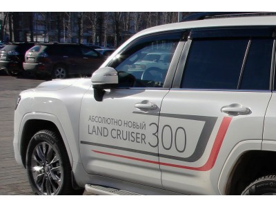 Дефлекторы боковых окон для Toyota Land Cruiser 300/LX 2021-н.в. /на хром пакет/, 4ч., темный / Тойота Ленд крузер