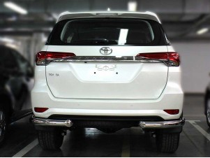 Защита заднего бампера "уголки" двойные d-76+43 для Toyota Fortuner 2020-н.в. TF20_3.1