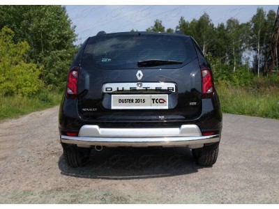 Защита заднего бампера овальная длинная 75х42 мм ТСС для Renault Duster 2015-2021