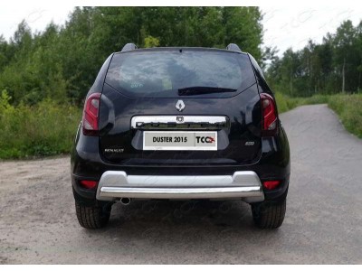 Защита заднего бампера овальная короткая 75х42 мм ТСС для Renault Duster 2015-2021