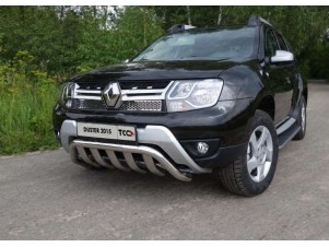 Защита передняя Кенгурятник с вставкой 60-75 мм для Renault Duster № RENDUST15-02