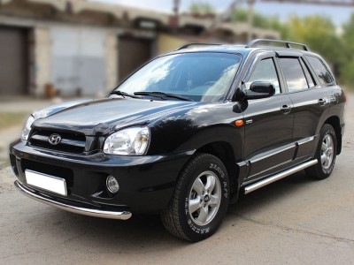 Пороги труба d-60 Технотек для Hyundai Santa Fe Classic 2000-2012