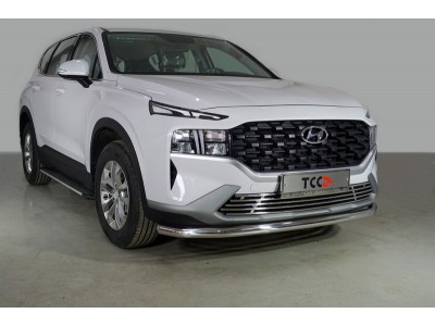 Защита передняя нижняя 60,3 мм ТСС для Hyundai Santa Fe IV Рестайлинг 2020 – 2023