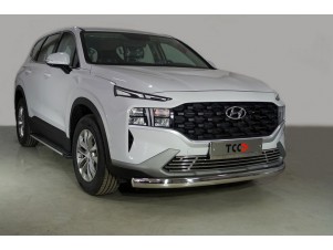 Защита передняя нижняя (овальная) 75х42 мм для Hyundai Santa Fe IV Рестайлинг 2020 – 2023 HYUNSF21-30
