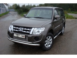 Защита передняя двойная 76-42 мм для Mitsubishi Pajero 4 № MITPAJ413-01