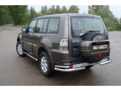Защита задняя двойные уголки 76-42 мм ТСС для Mitsubishi Pajero 4 2011-2014