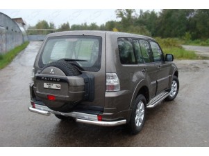 Защита заднего бампера уголки 76 мм для Mitsubishi Pajero 4 № MITPAJ413-10
