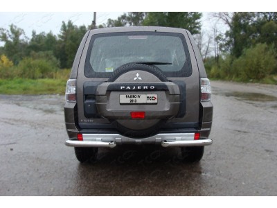 Защита заднего бампера уголки 76 мм ТСС для Mitsubishi Pajero 4 2011-2014