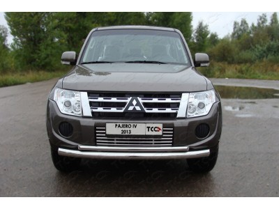 Защита передняя двойная 76-42 мм ТСС для Mitsubishi Pajero 4 2011-2014