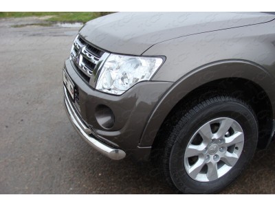 Защита передняя двойная 76-42 мм ТСС для Mitsubishi Pajero 4 2011-2014