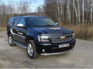 Защита переднего бампера овальная 75х42 мм для Chevrolet Tahoe № CHEVTAH12-01