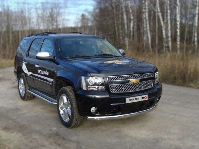 Защита переднего бампера овальная 75х42 мм ТСС для Chevrolet Tahoe 2006-2014