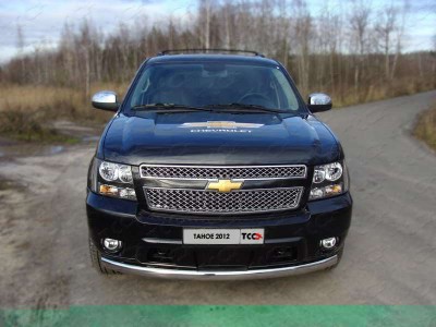 Защита переднего бампера овальная 75х42 мм ТСС для Chevrolet Tahoe 2006-2014