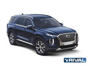 Порог-площадка "Premium-Black" A193ALB Rival  + комплект крепежа Hyundai Palisade 2020-н.в., Kia Telluride 2019-н.в. №A193ALB.2311.1