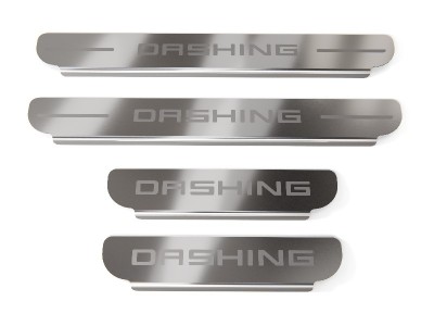 Накладки на пороги (лист шлифованный надпись Dashing) 4шт ТСС для Jetour Dashing 1.5T 2WD 2022 – н.в.