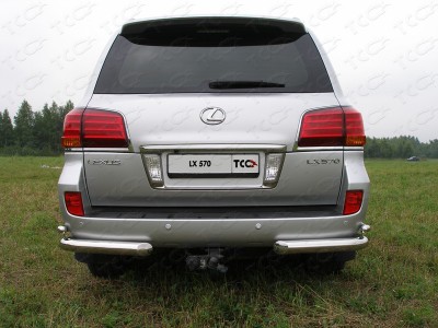 Защита задняя двойные уголки 76-42 мм ТСС для Lexus LX-570 2007-2012