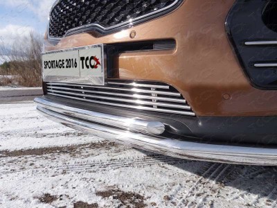 Защита передняя двойная 60-42 мм ТСС для Kia Sportage 2016-2018