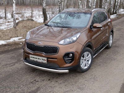 Защита передняя овальная 75х42 мм ТСС для Kia Sportage 2016-2018