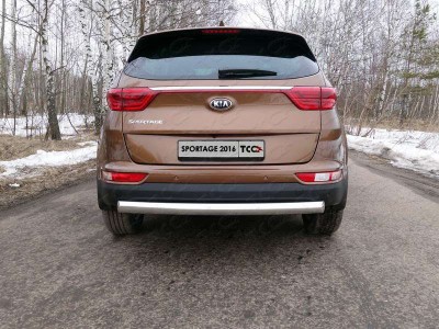 Защита заднего бампера овальная 75х42 мм ТСС для Kia Sportage 2016-2018