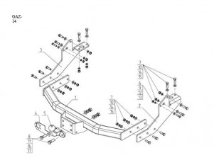 Фаркоп Avtos без электрики для Газель Next № GAZ-14
