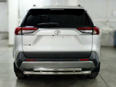 Защита заднего бампера радиусная двойная d-60+53 для Toyota RAV-4 2019 – н.в.