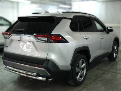 Защита заднего бампера радиусная двойная d-60+53 для Toyota RAV-4 2019 – н.в.