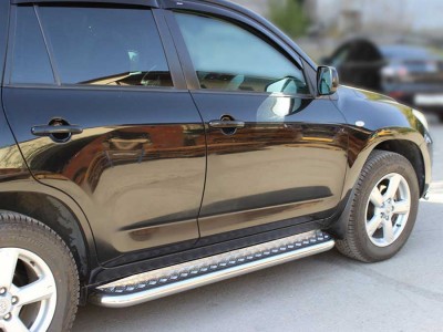 Пороги с листом d-60 Технотек для Toyota RAV-4 2006-2009