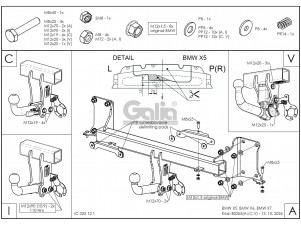 Фаркоп оцинкованный для BMW X5 G05 2018-н.в., BMW X7 G07 2019-н.в., BMW X6 G06 2019-н.в. вертикальное быстросъемное крепление шара с ключом №B026V