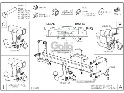 Фаркоп оцинкованный для BMW X5 G05 2018-н.в., BMW X7 G07 2019-н.в., BMW X6 G06 2019-н.в. быстросъемное крепление шара