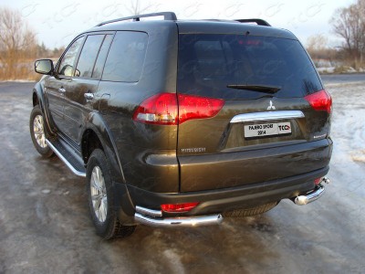 Защита задняя двойные уголки 76-42 мм ТСС для Mitsubishi Pajero Sport 2013-2016