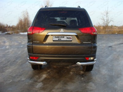 Защита задняя двойные уголки 76-42 мм ТСС для Mitsubishi Pajero Sport 2013-2016