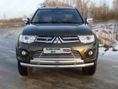 Защита передняя двойная 76/75 мм ТСС для Mitsubishi Pajero Sport 2013-2016