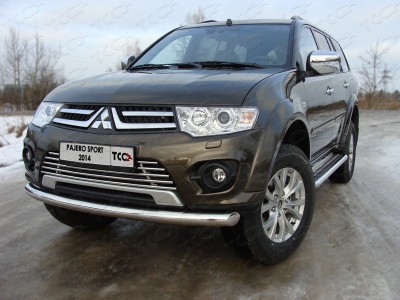 Защита переднего бампера 76 мм ТСС для Mitsubishi Pajero Sport 2013-2016