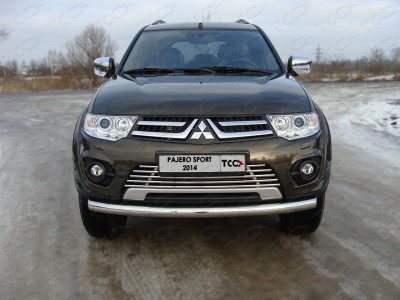 Защита переднего бампера 76 мм ТСС для Mitsubishi Pajero Sport 2013-2016
