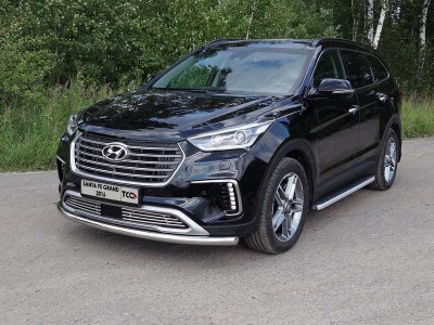 Защита переднего бампера 60 мм ТСС для Hyundai Santa Fe Grand 2016-2021