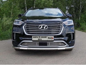 Защита переднего бампера с ДХО 60 мм для Hyundai Santa Fe Grand № HYUNSFGR16-04