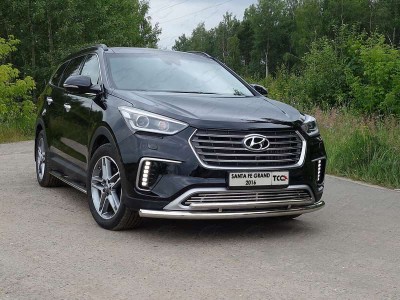 Защита передняя двойная 60-42 мм ТСС для Hyundai Santa Fe Grand 2016-2021