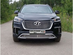 Накладка решётки радиатора 12 мм без круиз-контроля для Hyundai Santa Fe Grand № HYUNSFGR16-08