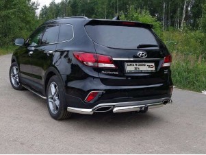 Защита задняя овальная центральная 75х42 мм для Hyundai Santa Fe Grand № HYUNSFGR16-20
