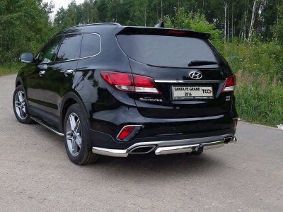 Защита задняя овальная центральная 75х42 мм ТСС для Hyundai Santa Fe Grand 2016-2021