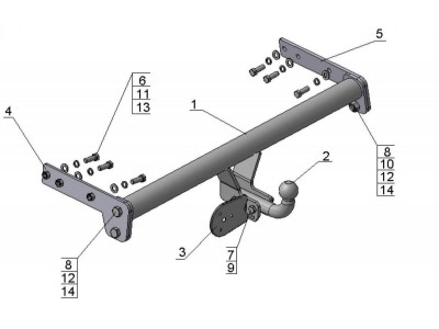 Фаркоп Avtos для Ford Focus S-max 2006-2015