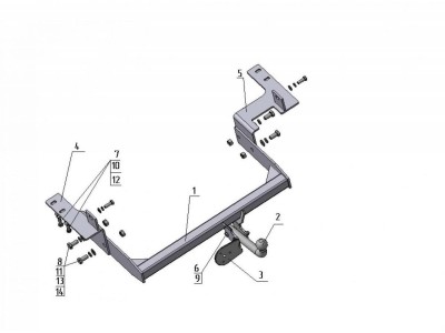 Фаркоп Avtos для Hyundai H1 Starex 2004-2007