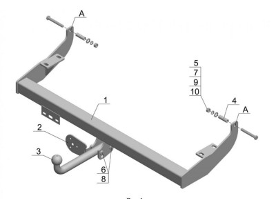 Фаркоп Avtos для Hyundai Porter 2007-2021