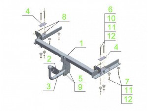 ТСУ Фаркоп Avtos на Kia Spectra № KI 14