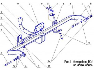 ТСУ Фаркоп Avtos на Renault Kangoo № RN 05