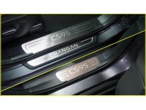 Накладки на пластиковые пороги (лист шлифованный надпись CS95) 4шт для Changan CS95 2.0L 4WD 2024-н.в. №CHANCS95NEW24-02
