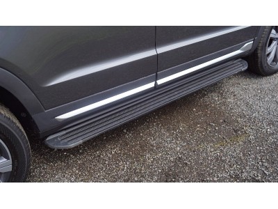 Пороги алюминиевые "Slim Line Black" 1820 мм для Changan CS95 2.0L 4WD 2024-н.в.
